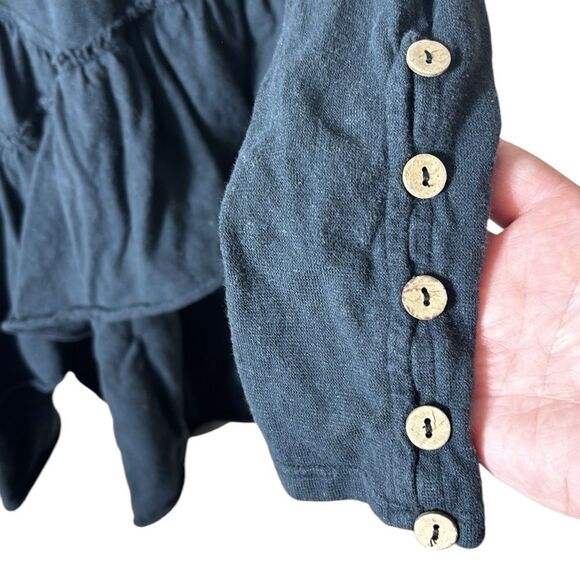 Free people beach oversized Lagenlook tiered ruffle long sleeve black xs - Picture 2 of 5